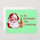 レトロサンタクロースビールホームブリュークリスマス シーズンポストカード (正面/裏面)