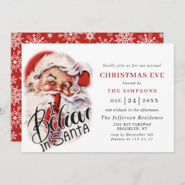 レトロサンタクロースホリデークリスマスイブ 招待状