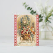 レトロサンタクロースミッドナイト走クリスマス シーズンポストカード (スタンド正面)