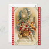 レトロサンタクロースミッドナイト走クリスマス シーズンポストカード (正面/裏面)