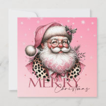 レトロサンタクロースメリークリスマスインピンク