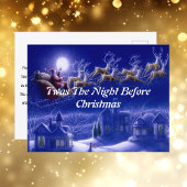 レトロサンタクロースレインダーブルームーンカード ポストカード