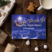 レトロサンタクロースレインダーブルームーンカード ポストカード