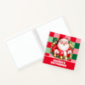 レトロサンタクロース個人化子供スケッチブック ノートブック (内部)