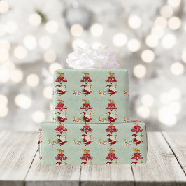 レトロサンタクロース切り出しプレゼント ラッピングペーパー