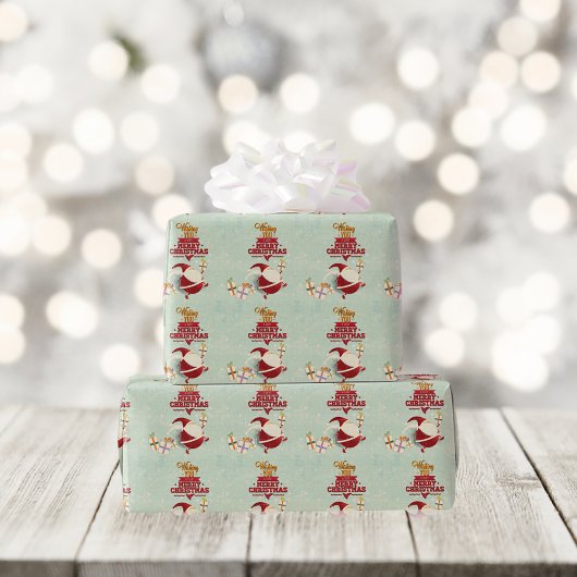 レトロサンタクロース切り出しプレゼント ラッピングペーパー