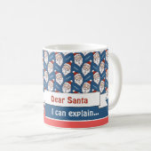 レトロサンタクロース赤白と青のクリスマス コーヒーマグカップ (正面右)
