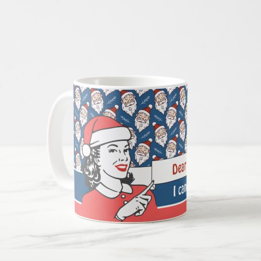レトロサンタクロース赤白と青のクリスマス コーヒーマグカップ (正面左)