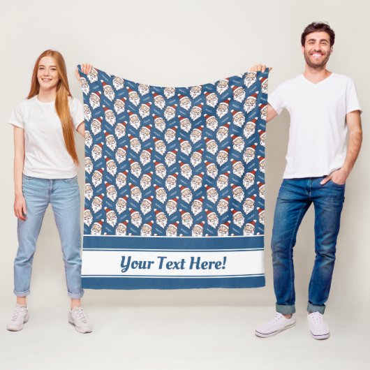 レトロサンタクロース赤白と青のクリスマス フリースブランケット (インサイチュ)