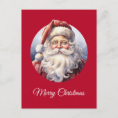 レトロサンタクロースinレッドハットクリスマス シーズンポストカード (正面)