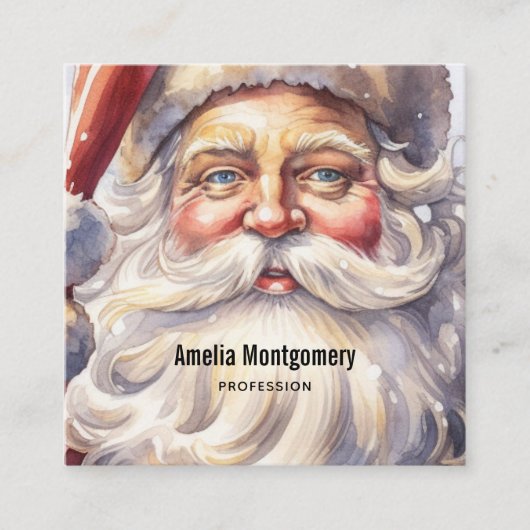 レトロサンタクロースinレッドハットクリスマス スクエア名刺 (正面)