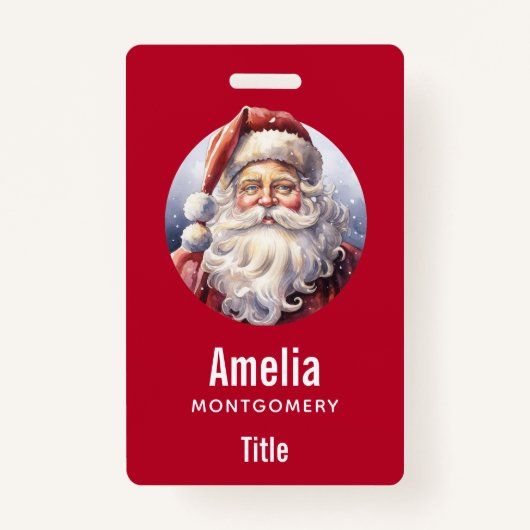 レトロサンタクロースinレッドハットクリスマス バッジ (正面)