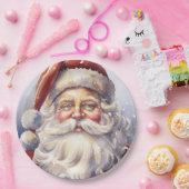レトロサンタクロースinレッドハットクリスマス ペーパープレート (パーティー)