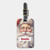 レトロサンタクロースinレッドハットクリスマス ラゲッジタグ (正面縦)