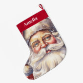 レトロサンタクロースinレッドハットクリスマス ラージクリスマスストッキング (裏面 (吊り時))