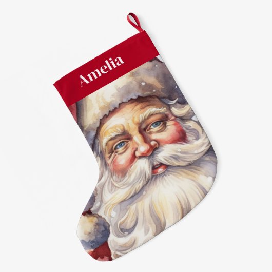 レトロサンタクロースinレッドハットクリスマス ラージクリスマスストッキング (裏面 (吊り時))