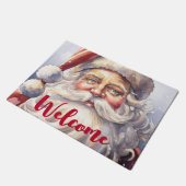 レトロサンタクロースin赤い帽子クリスマスウェルカム ドアマット (アングル)