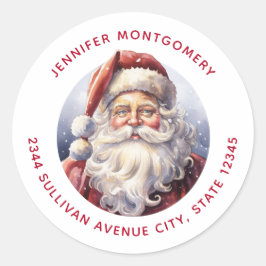 レトロサンタクロースin a Red Hat Christmas – 住所 ラウンドシール