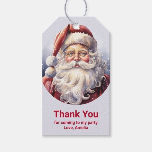 レトロサンタクロースin a Red Hat Christmas Thank You ギフトタグ (正面)