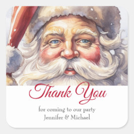 レトロサンタクロースin a Red Hat Christmas Thank You スクエアシール