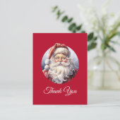 レトロサンタクロースin a Red Hat Christmas Thank You ポストカード (スタンド正面)
