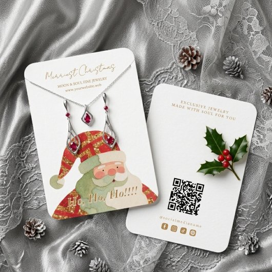 レトロサンタグリッター クリスマスジュエリー ディスプレイ TMF2 名刺