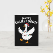 レトロサンタズサイリストグースクリスマスグース間抜けガン カード (黄色い花)