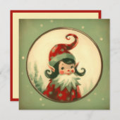 レトロサンタズ小妖精や小人ヴィンテージクリスマス シーズンカード (正面/裏面)