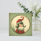 レトロサンタズ小妖精や小人ヴィンテージクリスマス シーズンカード (スタンド正面)