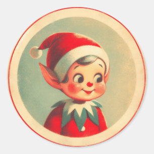 レトロサンタズ小妖精や小人ヴィンテージクリスマス ラウンドシール
