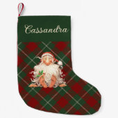 レトロサンタタータンチェックプレイド名 スモールクリスマスストッキング (正面)
