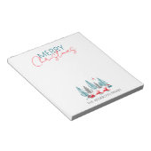 レトロサンタトナカイ冬の森のクリスマスの名前 ノートパッド (アングル)