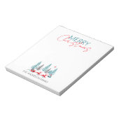 レトロサンタトナカイ冬の森のクリスマスの名前 ノートパッド (回転)