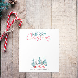 レトロサンタトナカイ冬の森のクリスマスの名前 ノートパッド