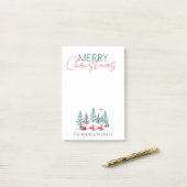 レトロサンタトナカイ冬の森のクリスマスの名前 ポストイット (デスク上)