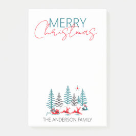 レトロサンタトナカイ冬の森のクリスマスの名前 ポストイット