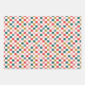 レトロサンタハ市松模様にッピーオーナメント ラッピングペーパーシート (正面3)