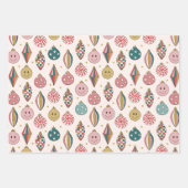 レトロサンタハ市松模様にッピーオーナメント ラッピングペーパーシート (正面)