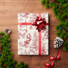 レトロサンタビンテージ赤いクリスマスツリトイレ柄ラッピング ラッピングペーパー