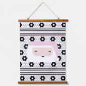 レトロサンタピンクキッズクリスマス 吊り下げ型タペストリー (正面)