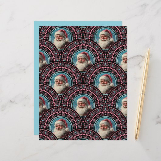 レトロサンタピンクマスマンダラアールデコクラフト紙 (正面/裏面インサイチュ)