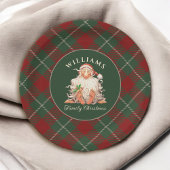 レトロサンタファミリークリスマスファミリーネーム ペーパープレート