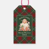 レトロサンタファミリークリスマス（名前と年） ギフトタグ (正面)