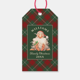 レトロサンタファミリークリスマス（名前と年） ギフトタグ