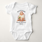 レトロサンタファミリークリスマス(名前と年) ベビーボディスーツ (正面)