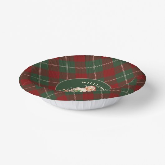 レトロサンタファミリークリスマス（名前と年） ペーパーボウル (傾斜あり)