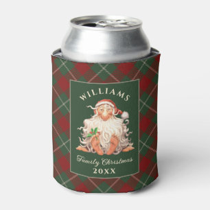 レトロサンタファミリークリスマス(名前と年) 缶クーラー