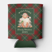 レトロサンタファミリークリスマス(名前と年) 缶クーラー (正面)