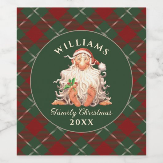 レトロサンタファミリークリスマス(正月号) ワインラベル (シングルラベル)