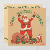 レトロサンタフラットクリスマスカード シーズンカード (正面/裏面)